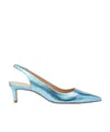 Stuart Weitzman Metallic-effect Pointed Pums In Blue