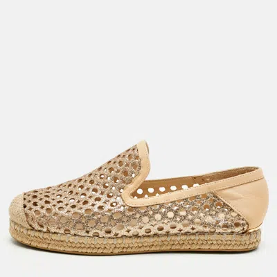 Stuart Weitzman Metallic Gold Leather Espadrille Flat In Neutral