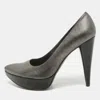 Stuart Weitzman Metallic Grey Leather Platform Pumps In Multi