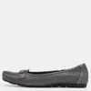 Stuart Weitzman Metallic Grey Perforated Leather Crystal Embellished Slip On Loafers In Gray