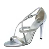 Stuart Weitzman Silver Leather Crystal Embellished Strappy Sandals In Metallic