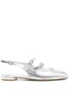 Stuart Weitzman Claris Mj Slingback Shoes In Silver