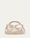 Stuart Weitzman Mia Arc Mini Sequined Top-handle Bag In Adobe