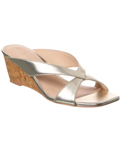 Stuart Weitzman Miami 50 Leather Wedge Sandal In Silver