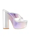 Stuart Weitzman Miami Platform Metallic Mules In White