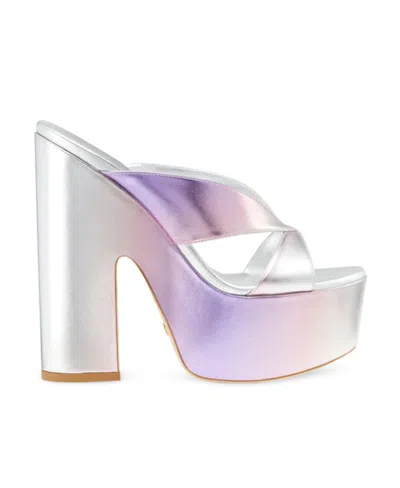 Stuart Weitzman Miami Platform Metallic Mules In White