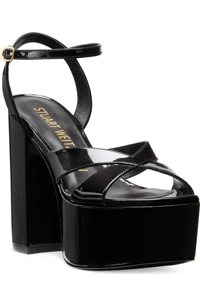 Stuart Weitzman Miami Squarehigh 140 Women's Us 10.5 Black Patent Sandals Khd890