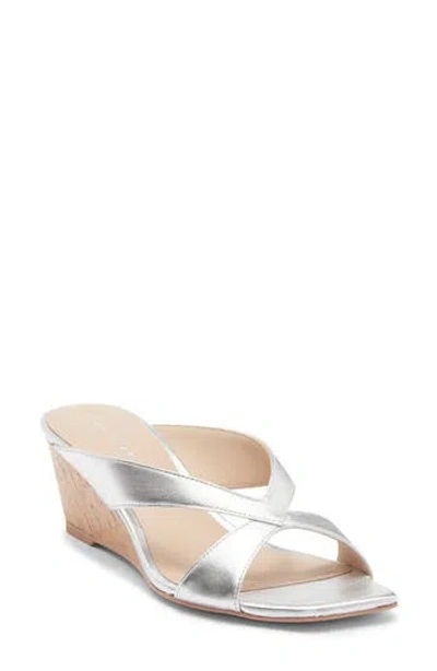 Stuart Weitzman Miami Wedge Slide Sandal In Silver