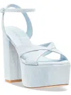 Stuart Weitzman Miami Denim Crisscross Ankle-strap Platform Sandals In Multi