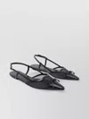 Stuart Weitzman Black Slingback Ballerinas With Pointed Design