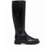 Stuart Weitzman Mila Lift Leather Knee Boots In Black