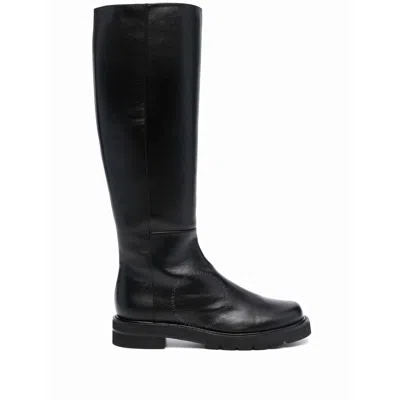 Stuart Weitzman Mila Lift Leather Knee Boots In Black