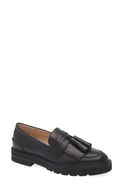 Stuart Weitzman Mila Lift Tassel Loafer In Black Soft Nappa
