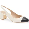 Stuart Weitzman Sleek 50 Calf Leather Slingback Pumps In Chalk/black