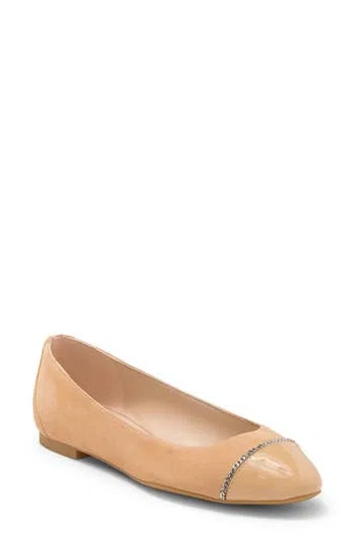 Stuart Weitzman Ballerinas Aus Veloursleder Mit Kettenverzierung In Sandfarben