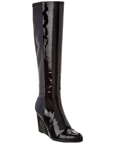 Stuart Weitzman Milla City Wedge Patent & Leather Knee-high Boot In Black