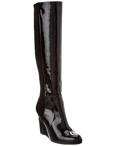 Stuart Weitzman Milla City Wedge Patent & Leather Knee-high Boot In Black