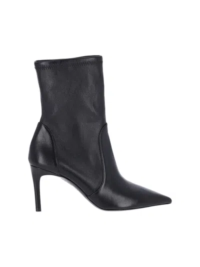 Stuart Weitzman ? Mini? (no-brand Removed) Lamb Leather Chelsea Boots For Women In Black