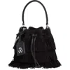 Stuart Weitzman Mini Rae Fringe Bucket Bag In Black