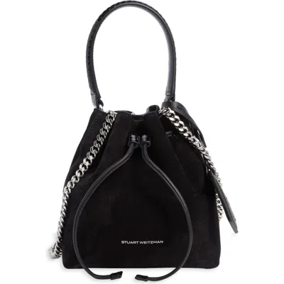 Stuart Weitzman Mini Rae Suede Bucket Bag In Black