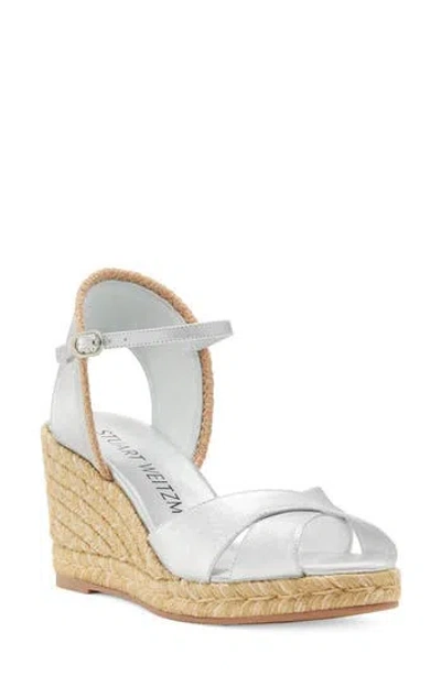 Stuart Weitzman Mirela Espadrille Sandal In Silver/natural