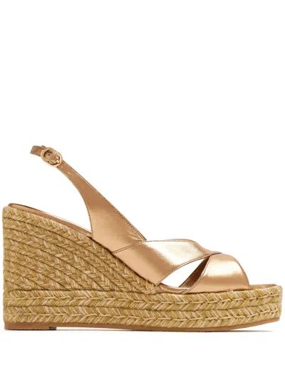 Stuart Weitzman Mirela Ii 80mm Wedge Espadrilles In Gold