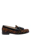 Stuart Weitzman Tassel-embellished Leopard-print Loafers