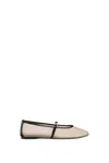 Stuart Weitzman Bareitall Leather-trimmed Mesh Mary Jane Flats In Beige