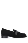 Stuart Weitzman Palmer Sleek Royale Suede Loafers In Black