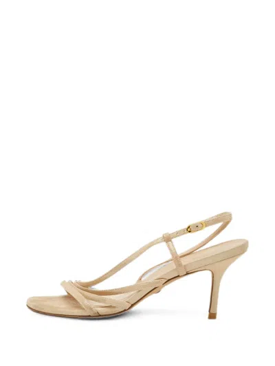 Pre-owned Stuart Weitzman Mondrian Glam Slingback Sandals In Neutral
