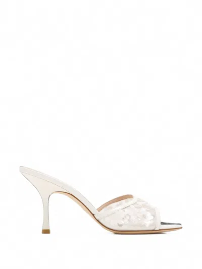 Stuart Weitzman Montrose Sequin-embellished Mesh Sandals In White
