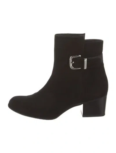 Pre-owned Stuart Weitzman Moto Boots In Black