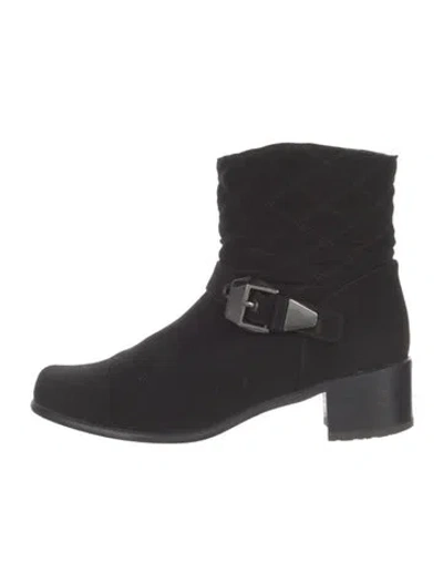 Pre-owned Stuart Weitzman Moto Boots In Black