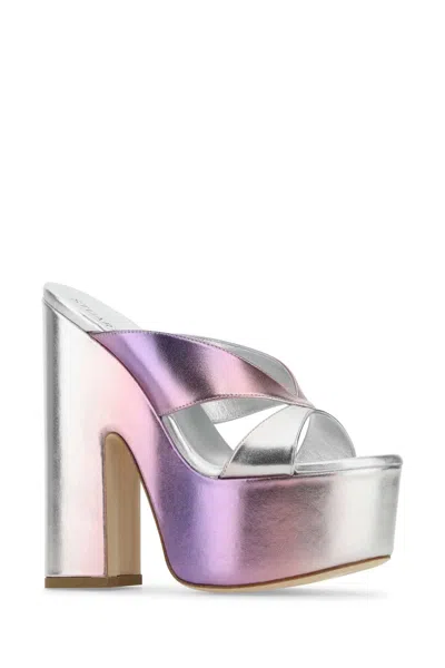 STUART WEITZMAN MULTICOLOR LEATHER MIAMI SOHIGH 145 MULES