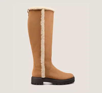 Stuart Weitzman Myla Zip Shearling Boot In Brown