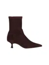 Stuart Weitzman Pointed Toe Kitten Heel Ankle Boots In Brown