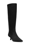 Stuart Weitzman Naomi Suede Kitten Tall Boots In Black