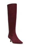 Stuart Weitzman Naomi Suede Kitten Tall Boots In Burgundy