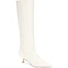 Stuart Weitzman Naomi Leather Kitten Boots In Cream Lacquered Nappa