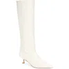 Stuart Weitzman Naomi Leather Kitten Boots In Cream Lacquered Nappa