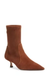 Stuart Weitzman Naomi 50 Bootie In Deep Coffee Stretch Suede