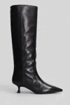 Stuart Weitzman Naomi 50 High Heels Boots In Black Leather In Black