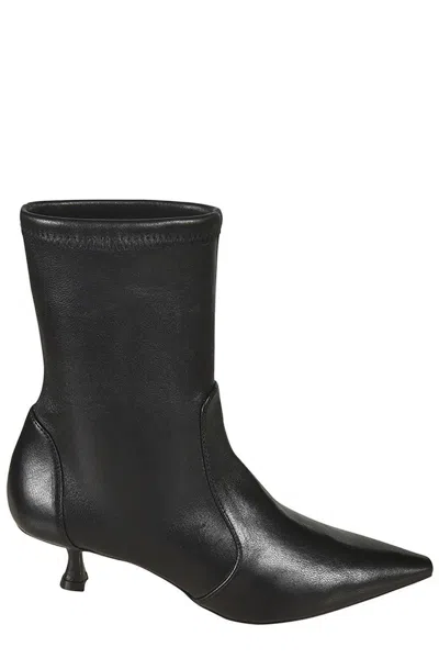Stuart Weitzman Pointed Toe Ankle Boots With 50mm Heel In Black