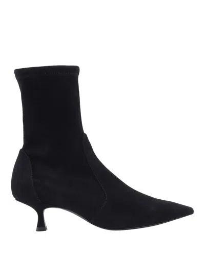 Stuart Weitzman Naomi 50 High Heels Ankle Boots In Black Suede