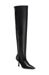 Stuart Weitzman Leather Knee High Pointed Toe Boots In Black