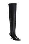 Stuart Weitzman Leather Knee High Pointed Toe Boots In Black