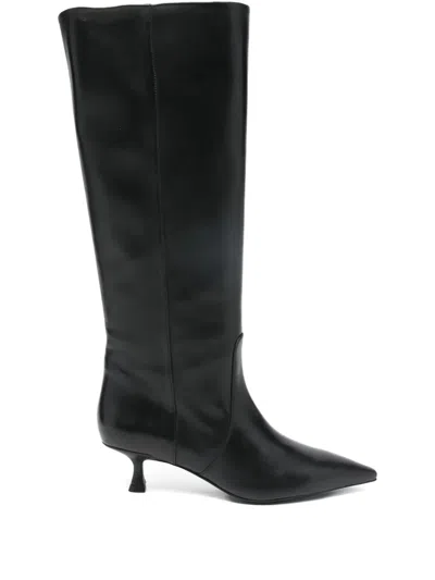 Stuart Weitzman Naomi Point-toe Boots In Black
