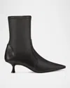 Stuart Weitzman Naomi Stretch Leather Ankle Booties In Black