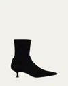 Stuart Weitzman Naomi Stretch Suede Ankle Booties In Black