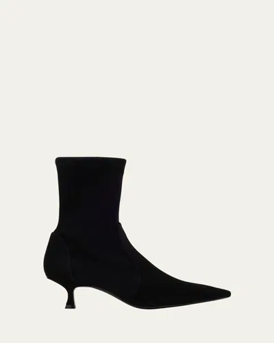 Stuart Weitzman Naomi 50 High Heels Ankle Boots In Black Suede